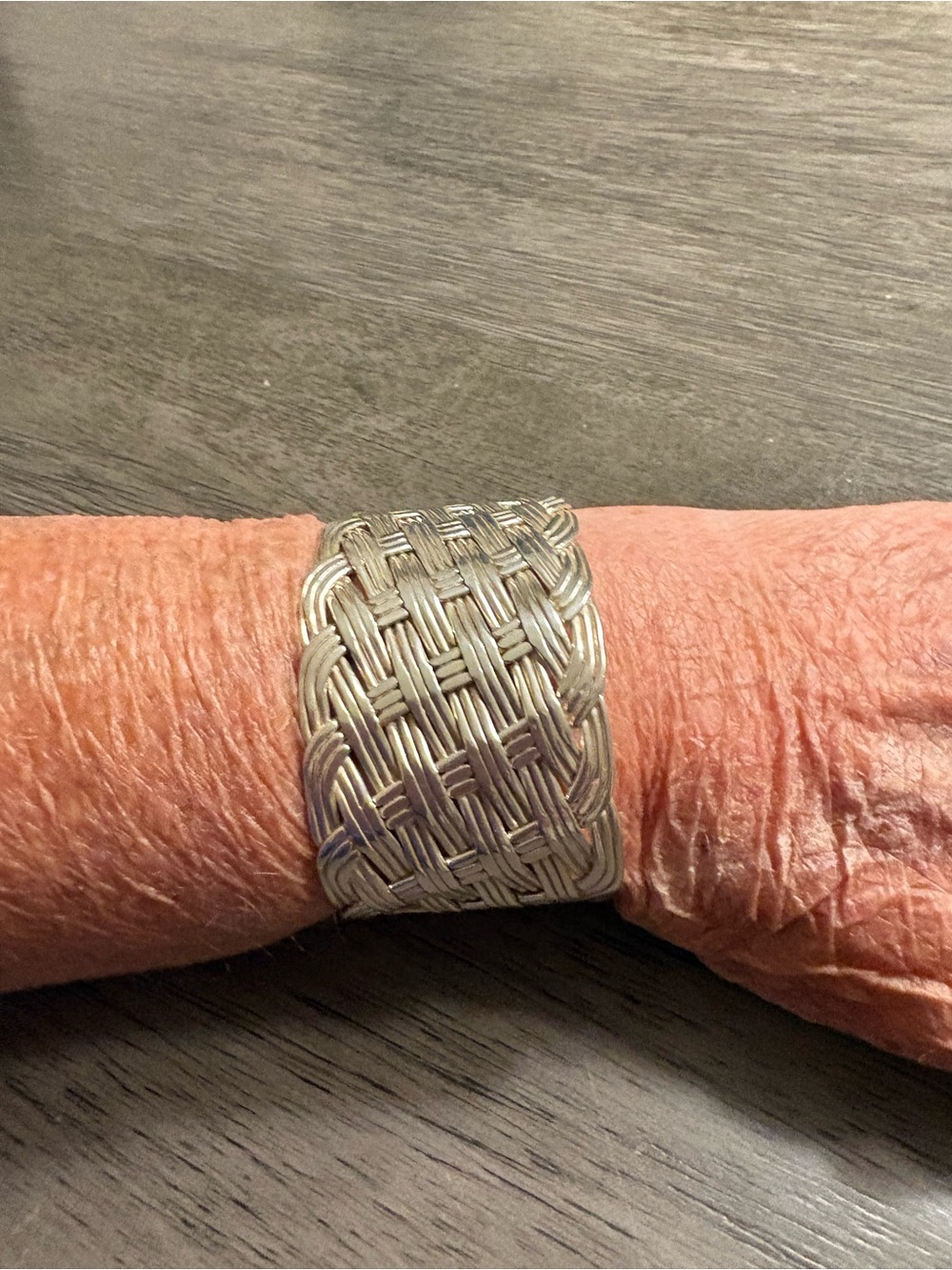 Heavy 925 Sterling Silver Wide Woven Basketweave Cuff